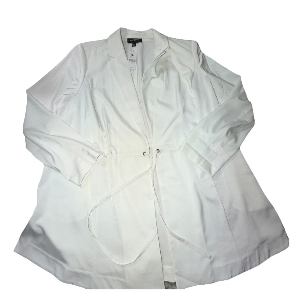 NWT Lane Bryant Blazer Poly Spandex Coat White Size 18/20 Drawstring Closure Z23